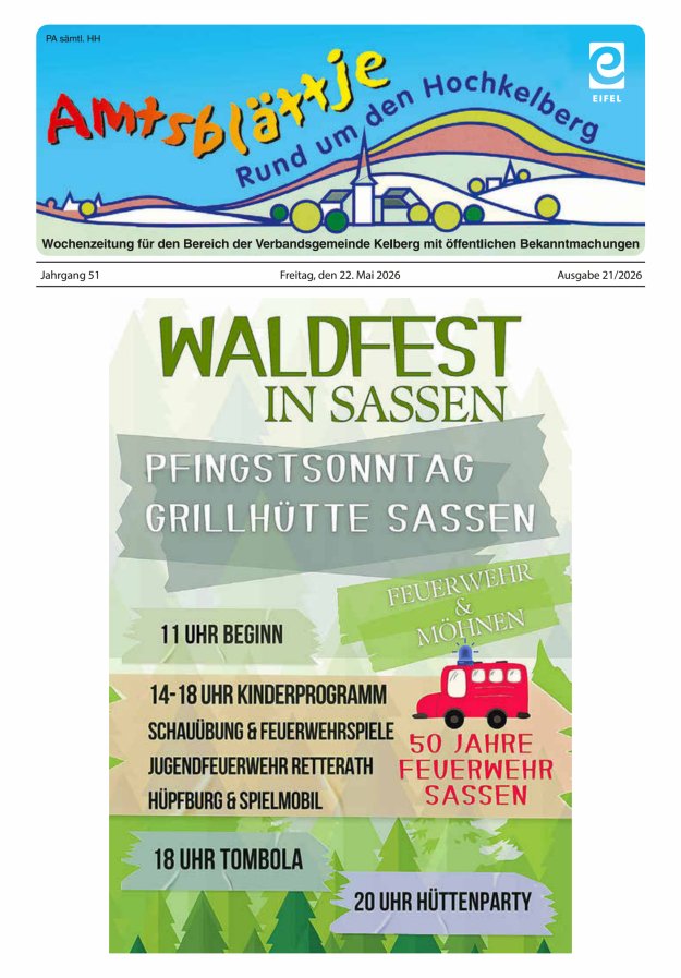 Amtsblättje - Rund um den Hochkelberg Titelblatt 21/2026