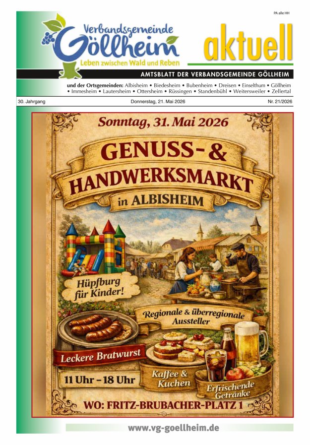 Verbandsgemeinde Göllheim aktuell Titelblatt 21/2026