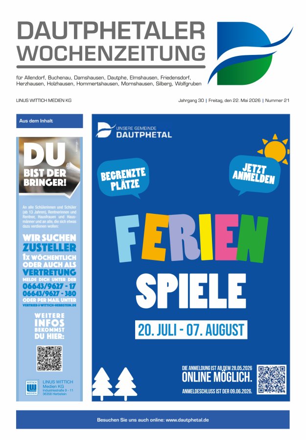 Dautphetaler Wochenzeitung Titelblatt 21/2026