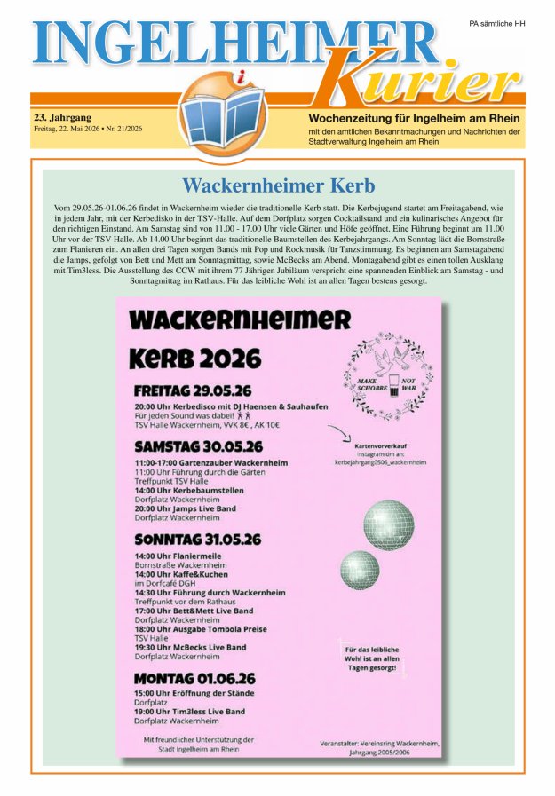 Ingelheimer Kurier Titelblatt 21/2026