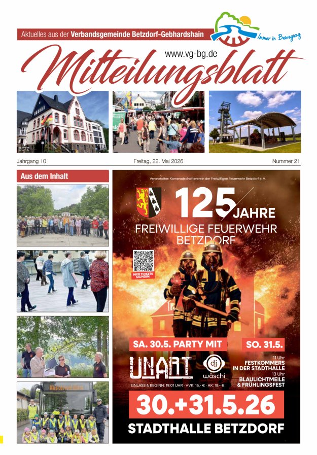 Aktuelles aus der VG Betzdorf-Gebhardshain, Ausgabe Betzdorf Titelblatt 21/2026