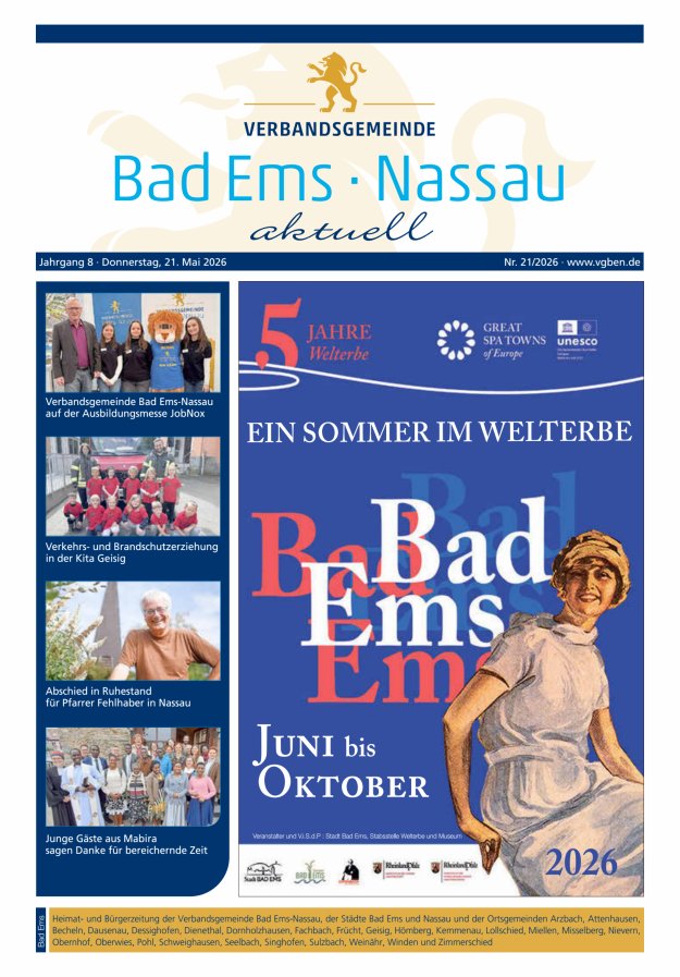 Bad Ems-Nassau aktuell Ausgabe Bad Ems Titelblatt 21/2026