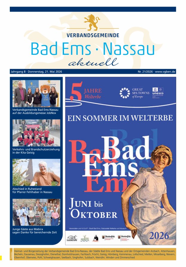 Bad Ems-Nassau aktuell Ausgabe Nassau Titelblatt 20/2026