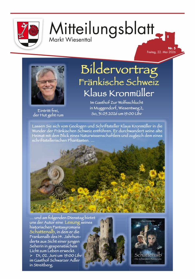 Mitteilungsblatt Markt Wiesenttal Titelblatt 05/2026