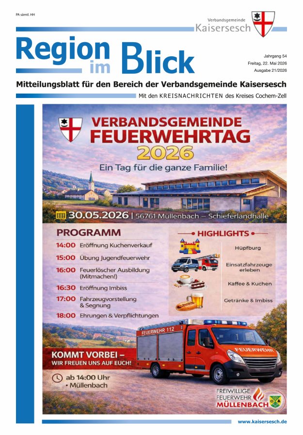 Region im Blick VG Kaisersesch Titelblatt 21/2026