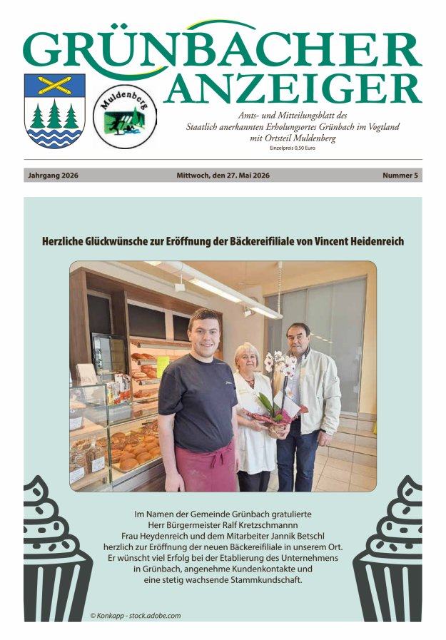 Grünbacher Anzeiger - Amts- und Mitteilungsblatt Titelblatt 05/2026