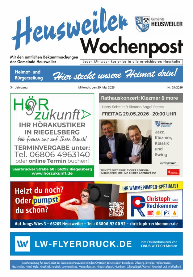 Heusweiler Wochenpost Titelblatt 21/2026