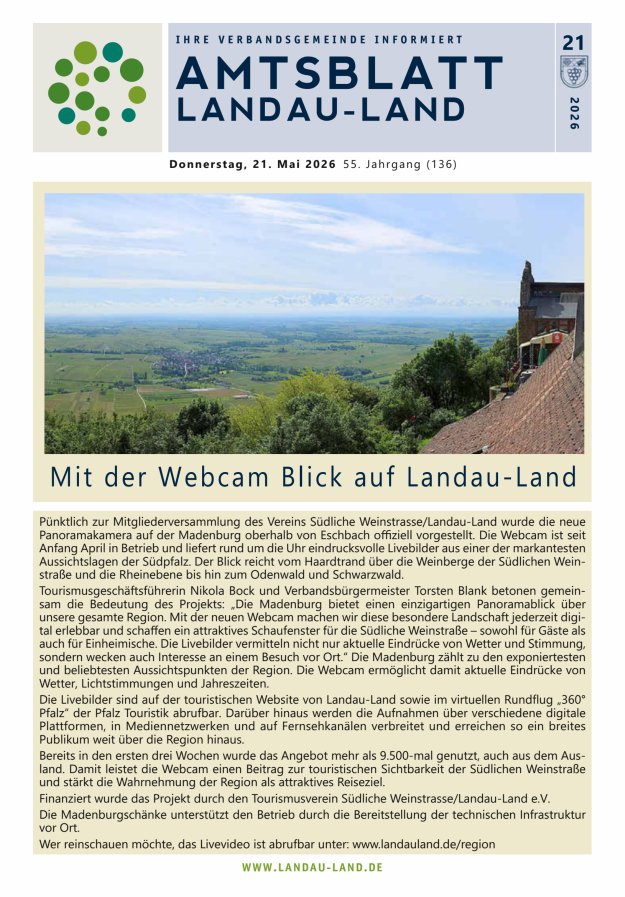 Amtsblatt VG Landau-Land Titelblatt 21/2026