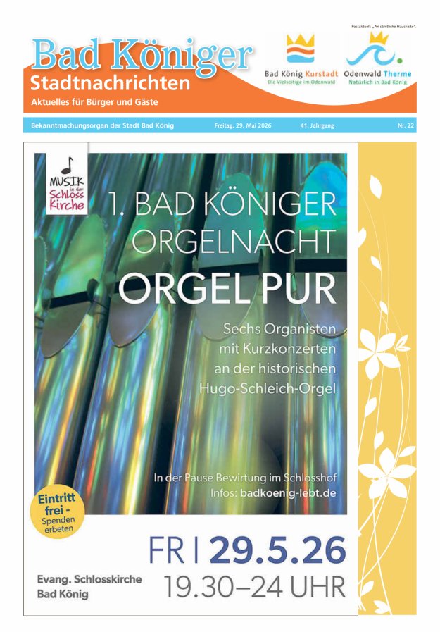 Bad Königer Stadtnachrichten und Badeblatt Titelblatt 22/2026