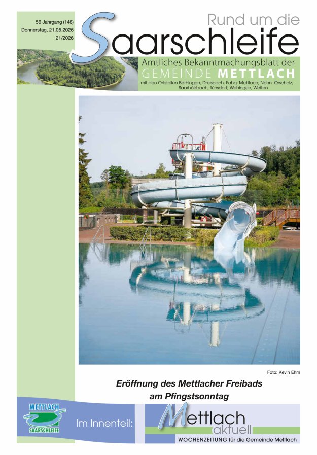 Rund um die Saarschleife Gemeinde Mettlach Titelblatt 21/2026