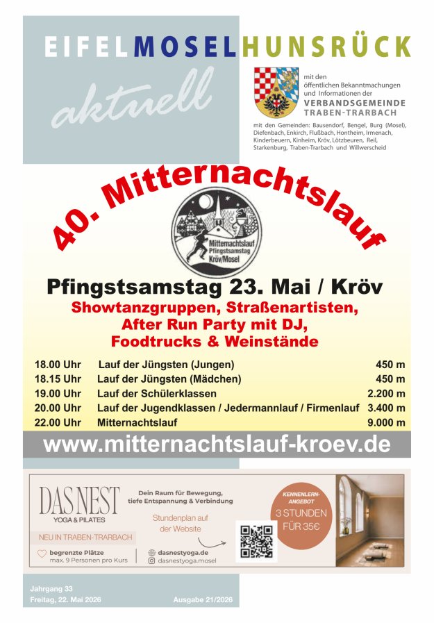 Eifel-Mosel-Hunsrück aktuell VG Traben-Trarbach Titelblatt 21/2026