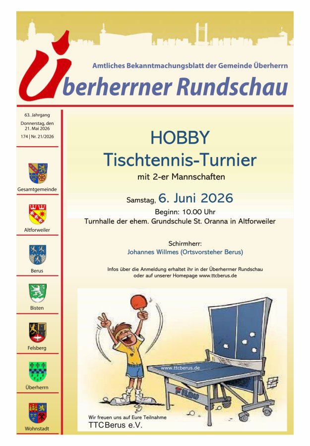 Überherrner Rundschau Titelblatt 21/2026