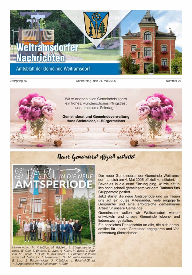 Weitramsdorfer Nachrichten Titelblatt 21/2026