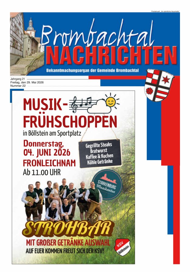 Brombachtal-Nachrichten Amtsblatt der Gemeinde Brombachtal Titelblatt 22/2026