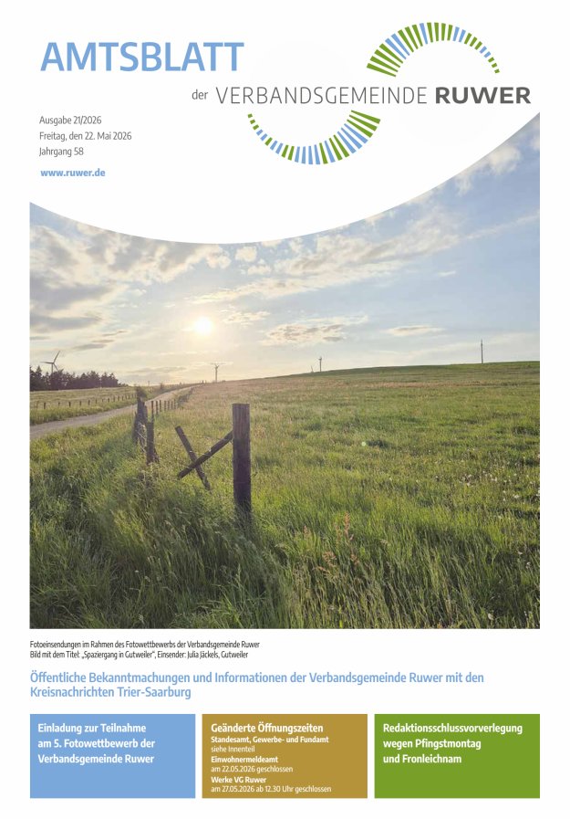Amtsblatt VG Ruwer Titelblatt 21/2026