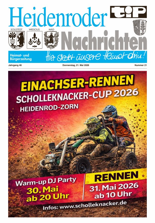 "tip" Heidenroder Nachrichten Titelblatt 21/2026