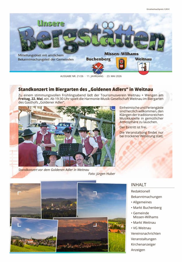 Unsere Bergstätten Mitteilungsblatt mit amtlichem Bekanntmachungsteil Titelblatt 21/2026