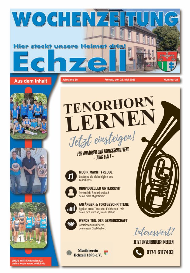 Wochenzeitung für die Gemeinde Echzell Titelblatt 21/2026
