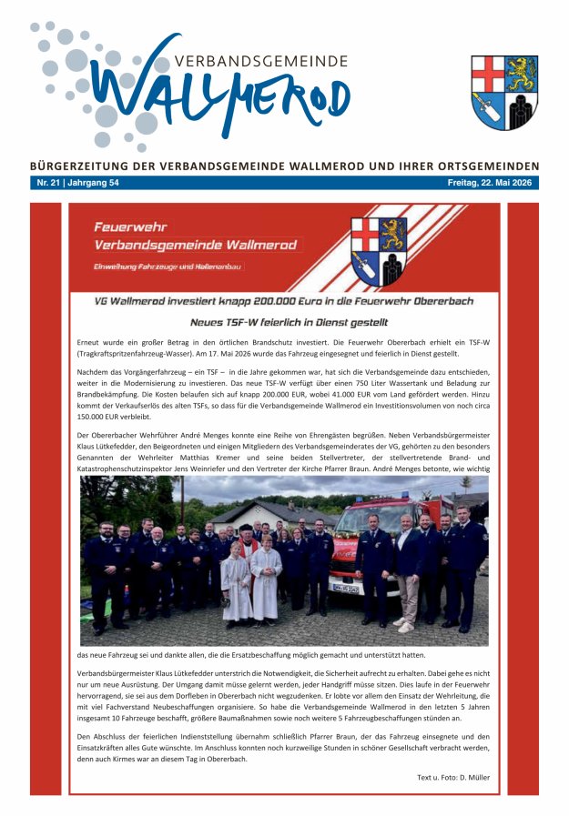Wir über uns - Verbandsgemeinde Wallmerod Titelblatt 21/2026
