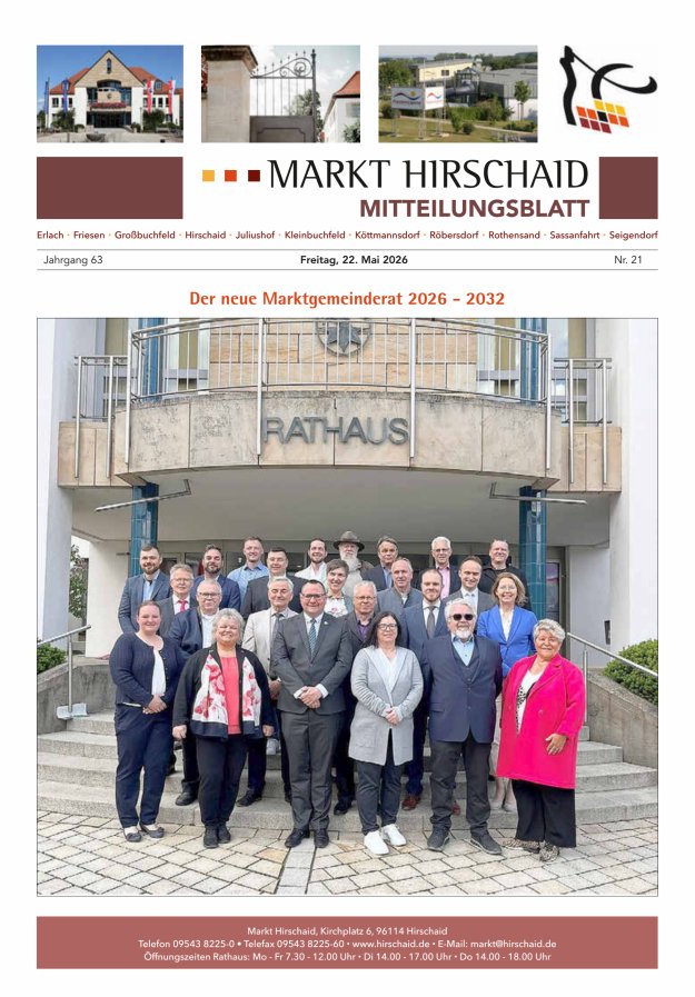 Mitteilungsblatt Markt Hirschaid Titelblatt 21/2026