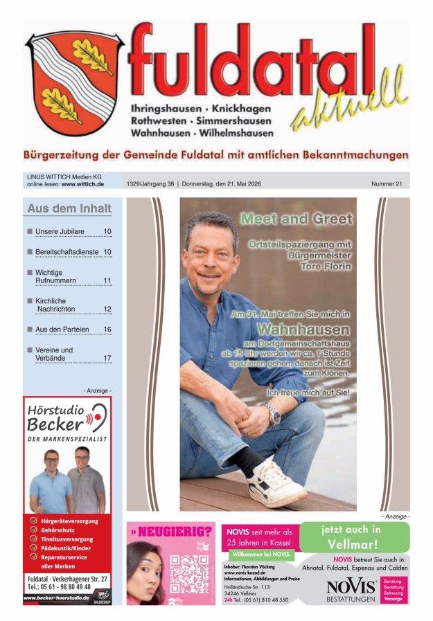 Fuldatal aktuell Titelblatt 21/2026
