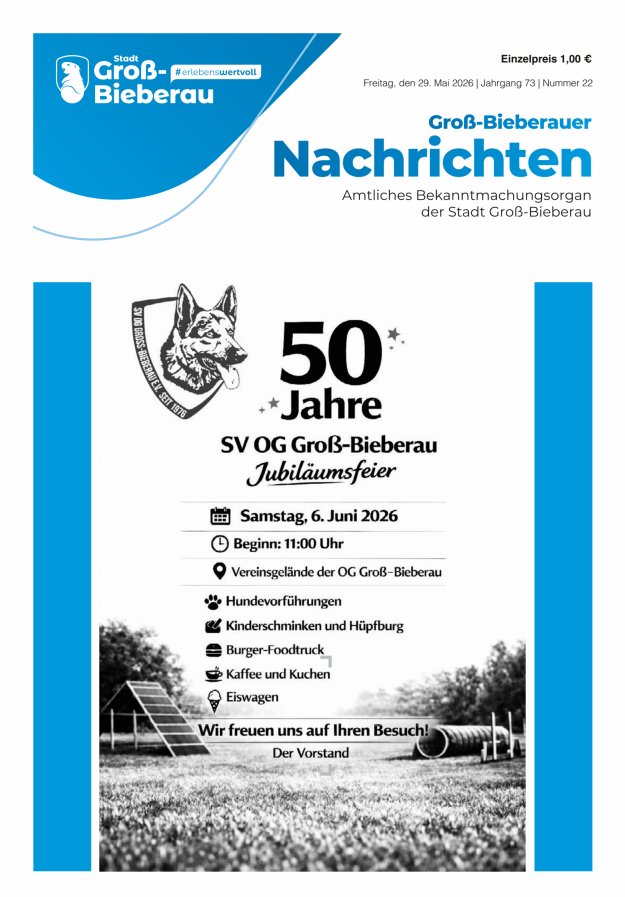 Groß-Bieberauer Nachrichten Titelblatt 22/2026