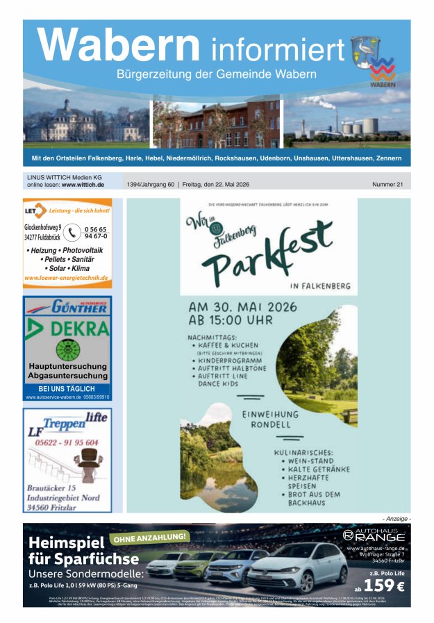 Wabern informiert Titelblatt 21/2026