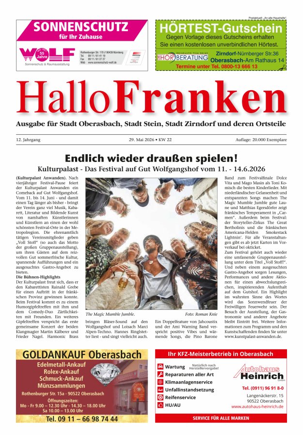 Hallo Franken Fürther Umland Titelblatt 05/2026