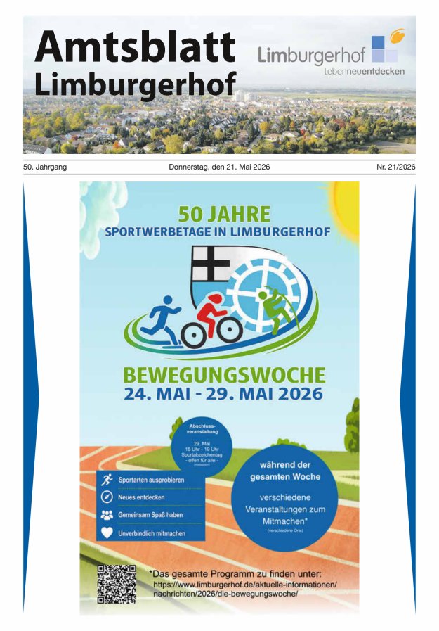 Amtsblatt Limburgerhof Titelblatt 21/2026