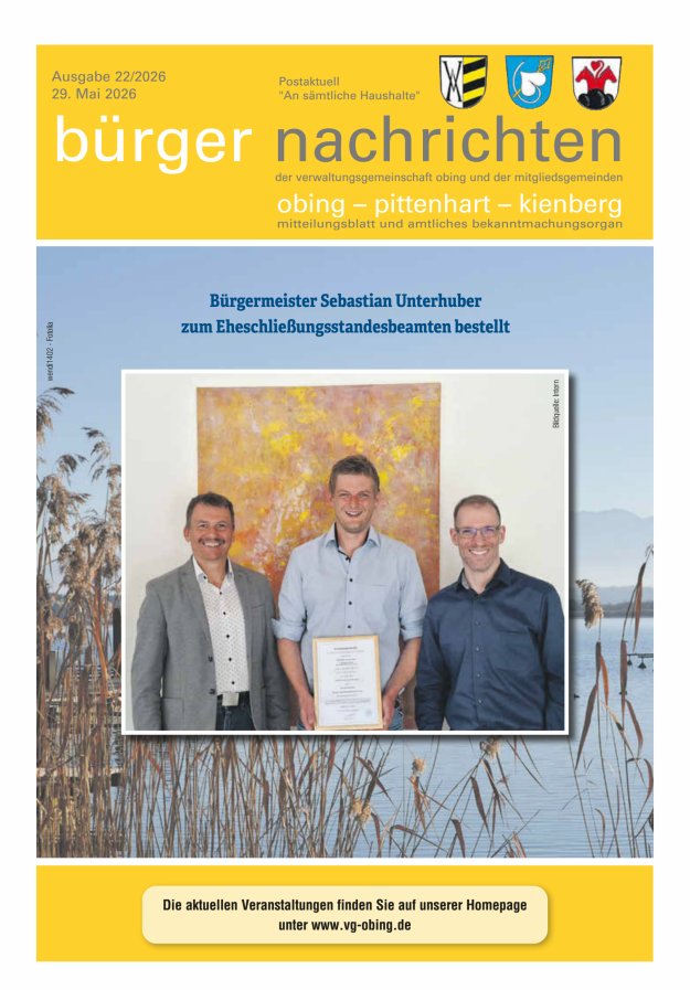 Bürger Nachrichten Obing Pittenhart Kienberg Titelblatt 22/2026