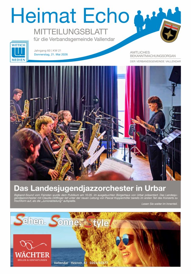 Heimat-Echo - Heimat- und Bürgerzeitung Verbandsgemeinde Vallendar Titelblatt 21/2026