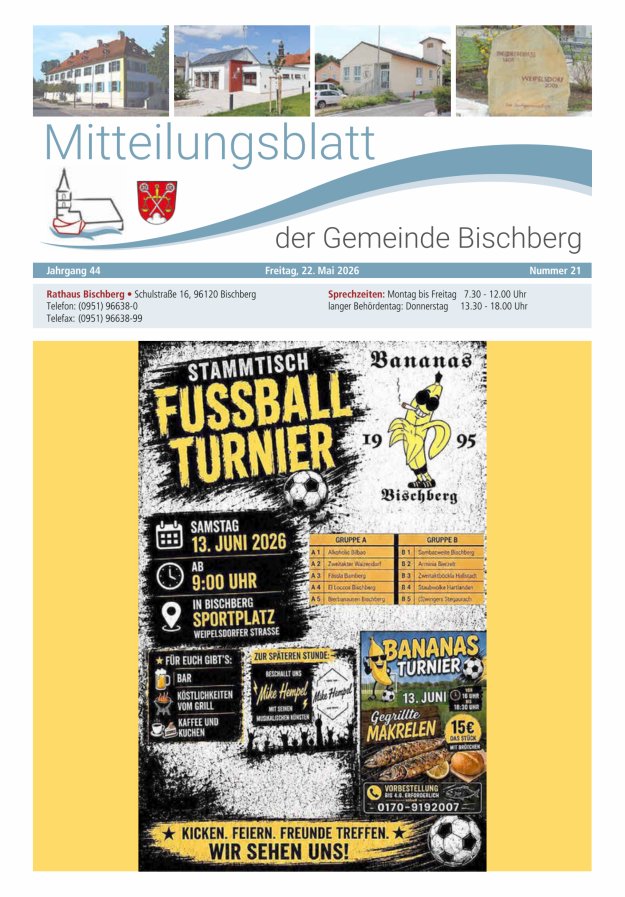 Mitteilungsblatt der Gemeinde Bischberg Titelblatt 21/2026