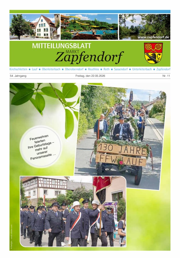 Mitteilungsblatt Markt Zapfendorf Titelblatt 11/2026