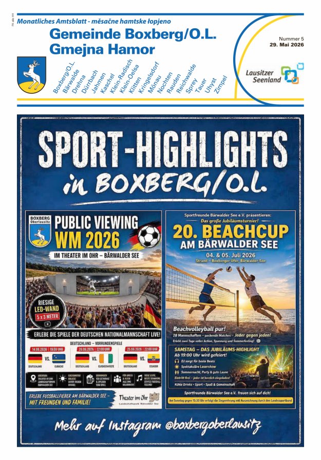 Monatliches Amtsblatt der Gemeinde Boxberg/O.L. Titelblatt 05/2026