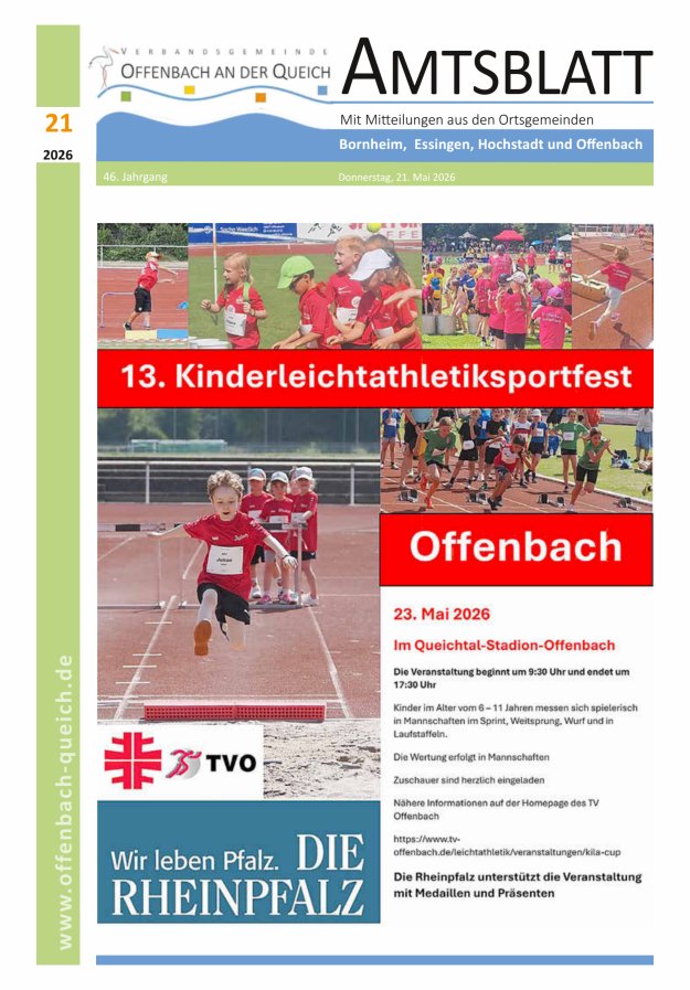 Amtsblatt VG Offenbach an der Queich Titelblatt 21/2026