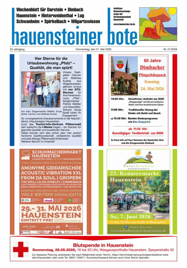 Hauensteiner Bote Titelblatt 21/2026