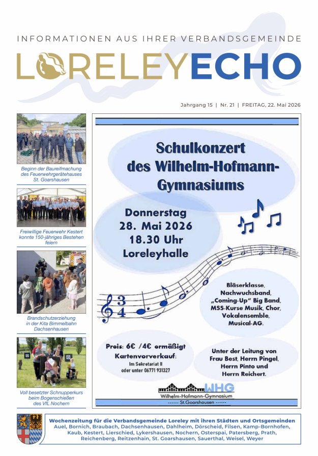 Loreley-Echo - Mitteilungsblatt der Verbandsgemeinde Loreley Titelblatt 21/2026