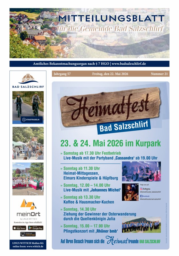 Amtliches Bekanntmachungsorgan der Gemeinde Bad Salzschlirf Titelblatt 21/2026