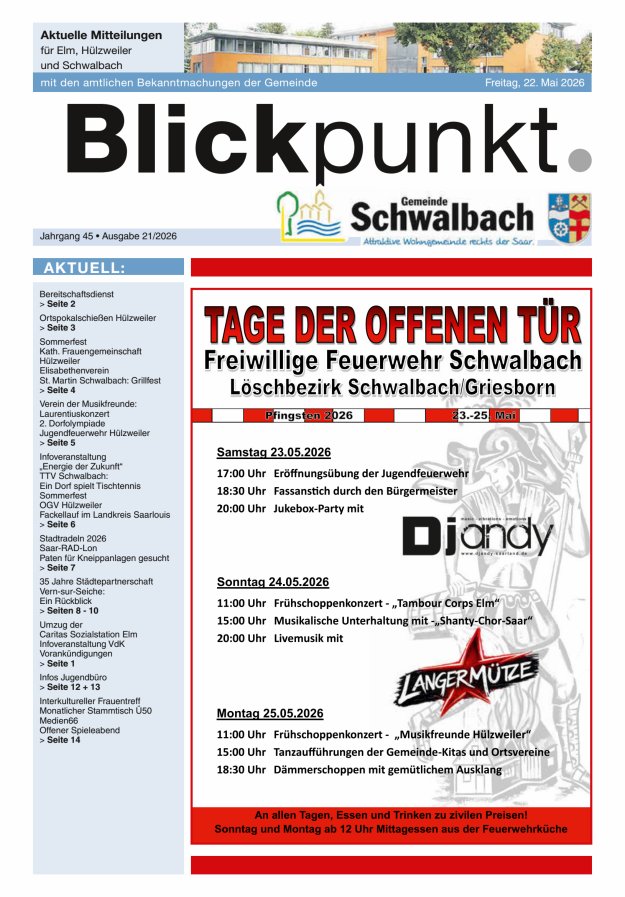 Blickpunkt Schwalbach Titelblatt 21/2026