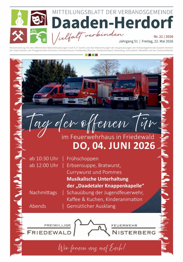 Mitteilungsblatt der Verbandsgemeinde Daaden-Herdorf Titelblatt 21/2026