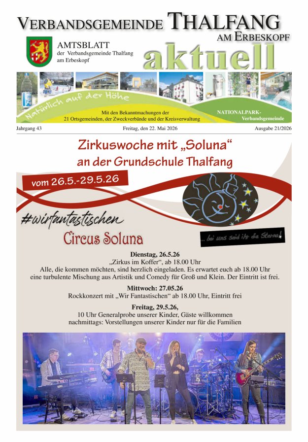 Thalfang aktuell - Amtsblatt VG Thalfang Titelblatt 21/2026