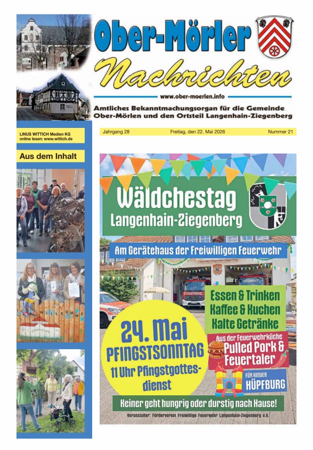 Ober-Mörler Nachrichten Titelblatt 21/2026