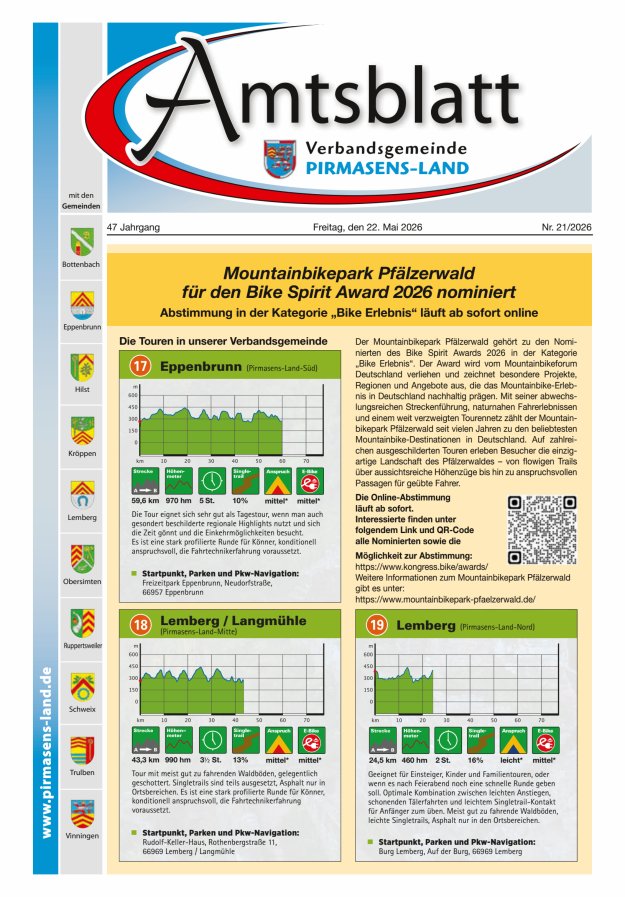 Amtsblatt VG Pirmasens-Land Titelblatt 21/2026