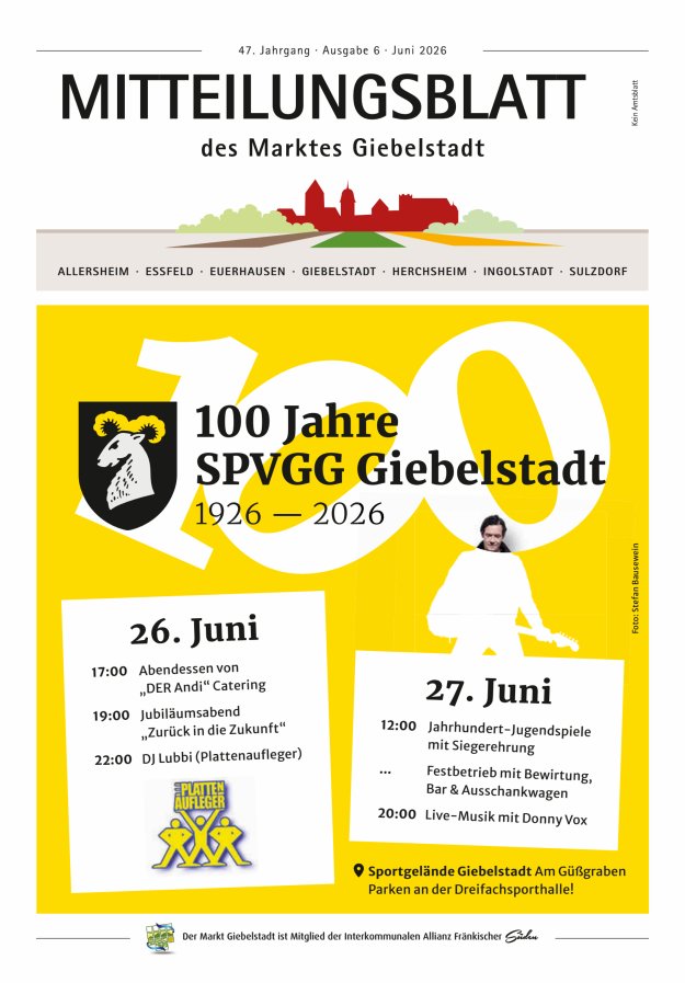 Mitteilungsblatt des Marktes Giebelstadt Titelblatt 06/2026