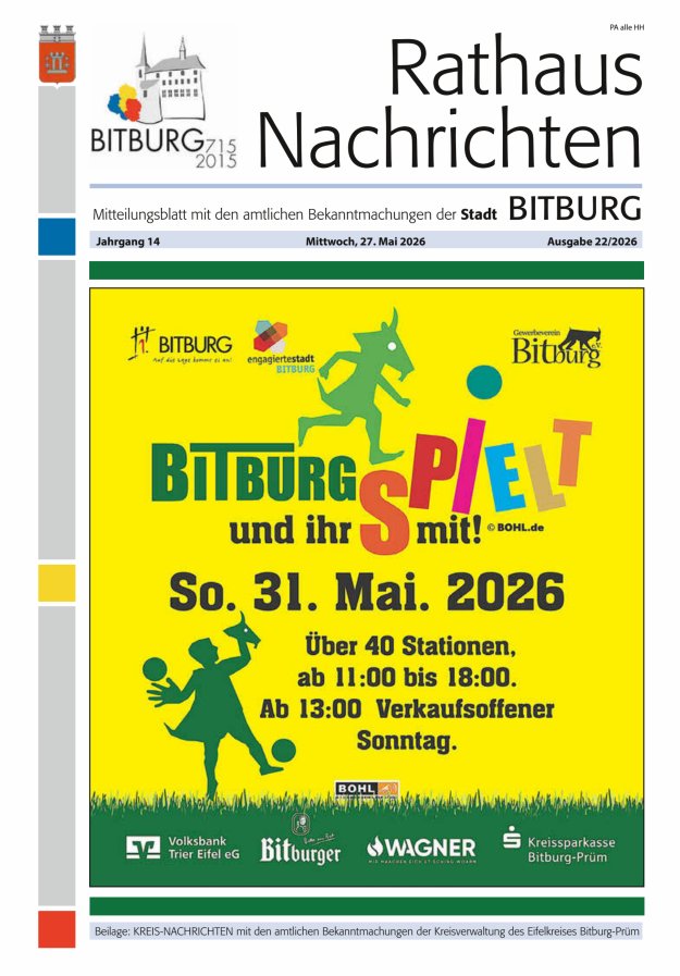 Rathaus-Nachrichten Bitburg Titelblatt 22/2026
