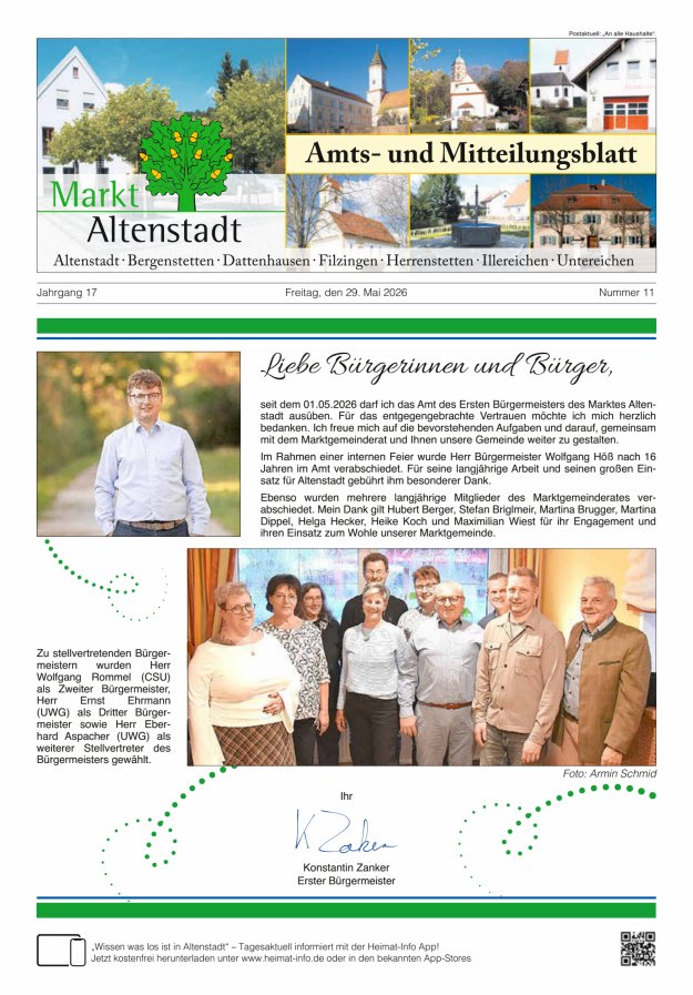 Amts- und Mitteilungsblatt des Marktes Altenstadt Titelblatt 11/2026
