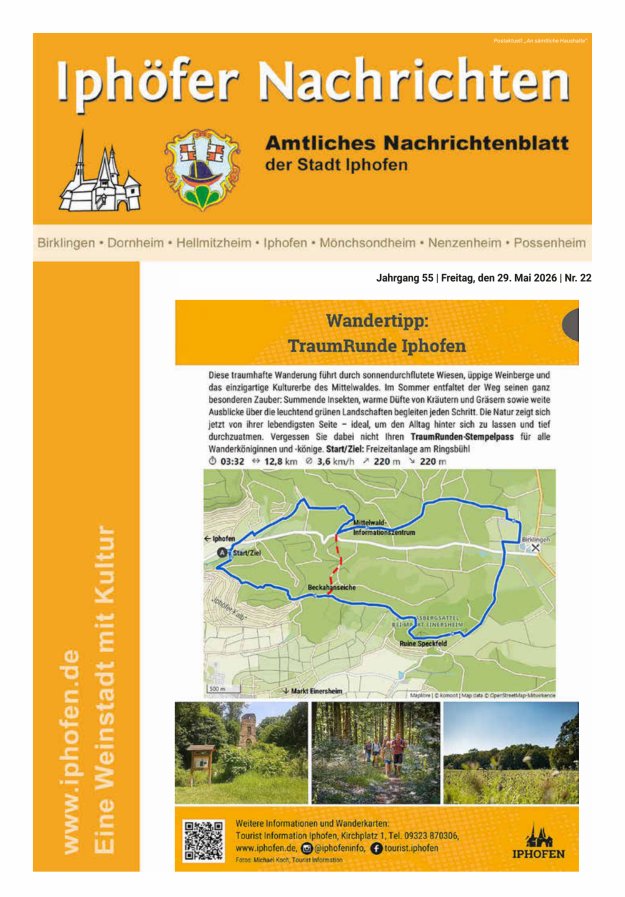 Iphöfer Nachrichten Titelblatt 22/2026