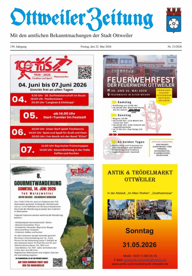Ottweiler Zeitung Titelblatt 21/2026