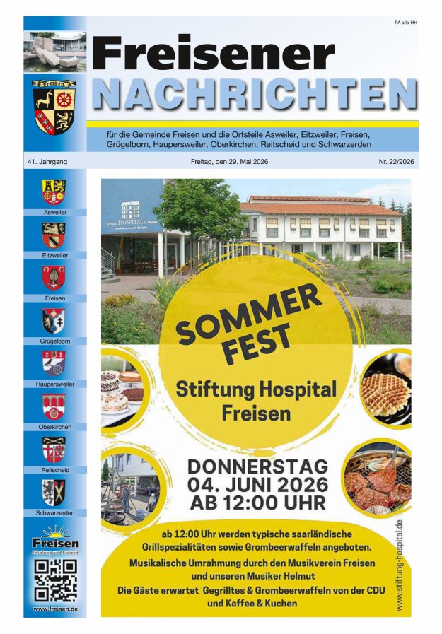 Freisener Nachrichten Titelblatt 22/2026