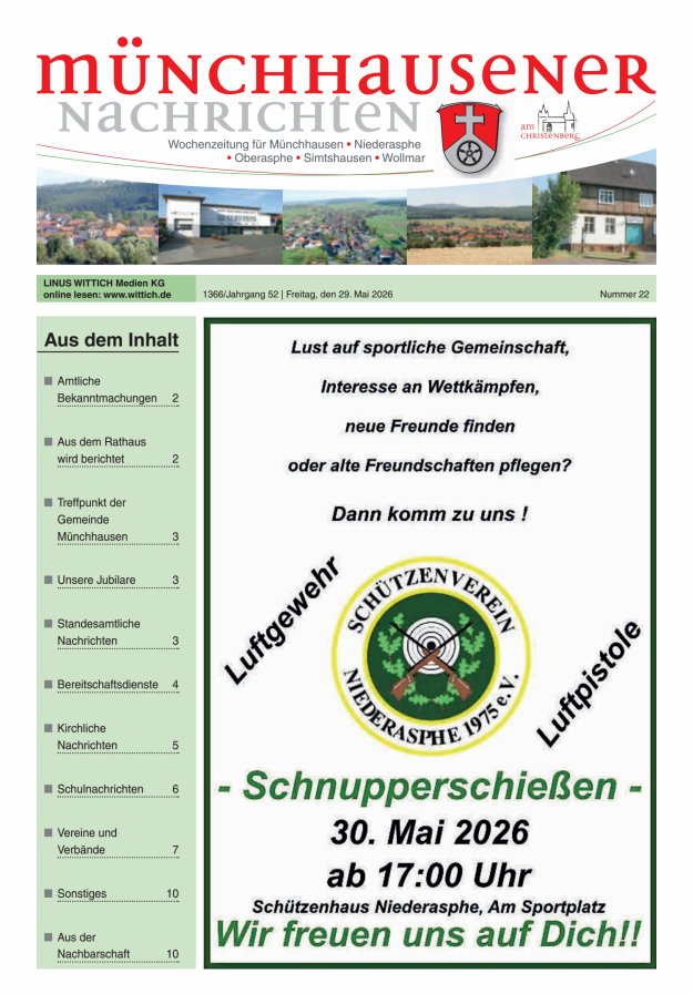 Münchhausener Nachrichten Titelblatt 22/2026